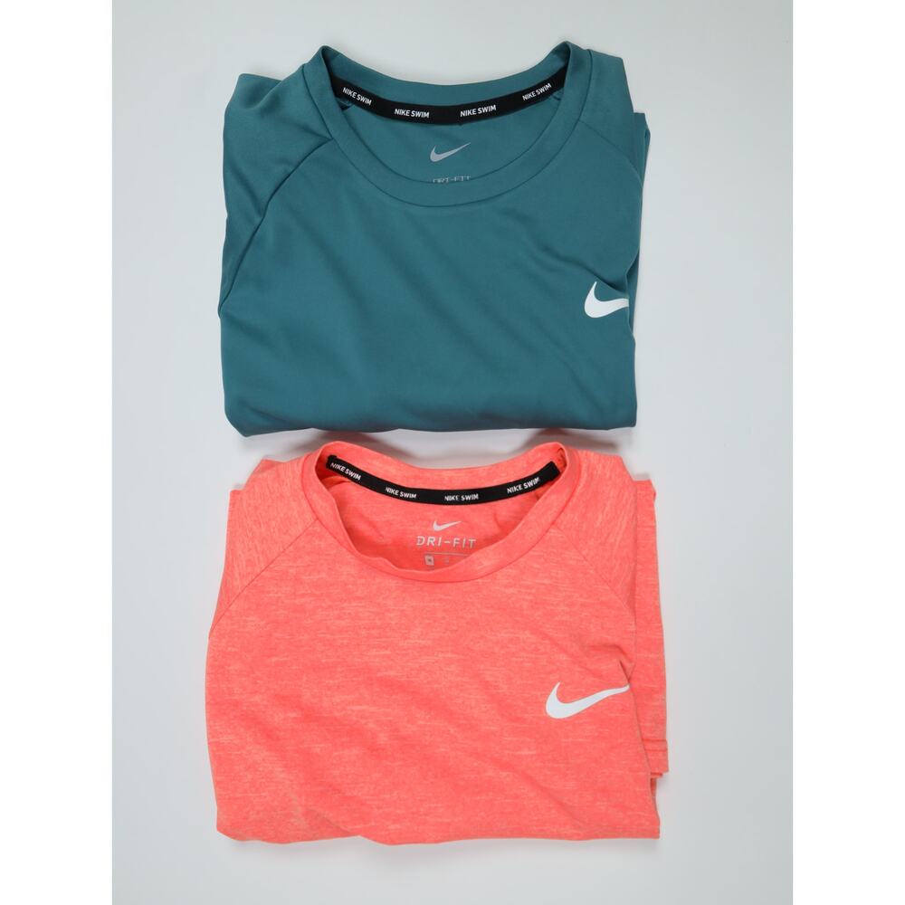 Nike Dri-FIT Swim Tops Bundle M UPF 40+ Rash Guard Athletic  Set (2) Blue Orange